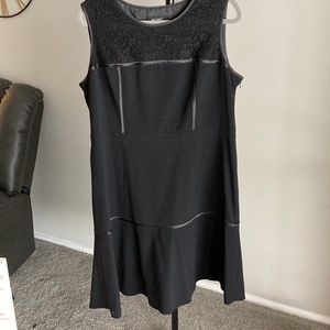 Nine West Lace Trim Fit and Flare Black Dress - 16